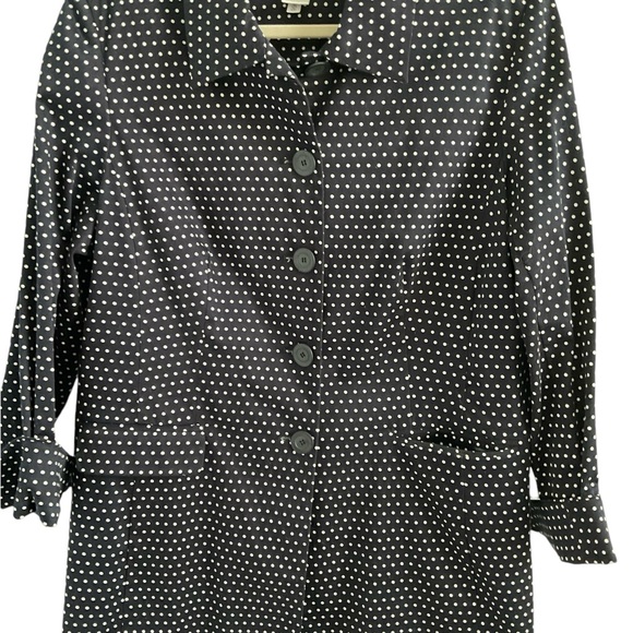 Norton & Co.Black  w White Polka Dots Knee Length Jacket. Size 14 - Picture 2 of 5